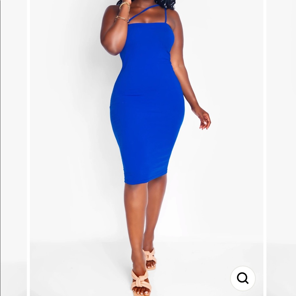 Rebdolls Blue One Shoulder Midi Dress Size 2X